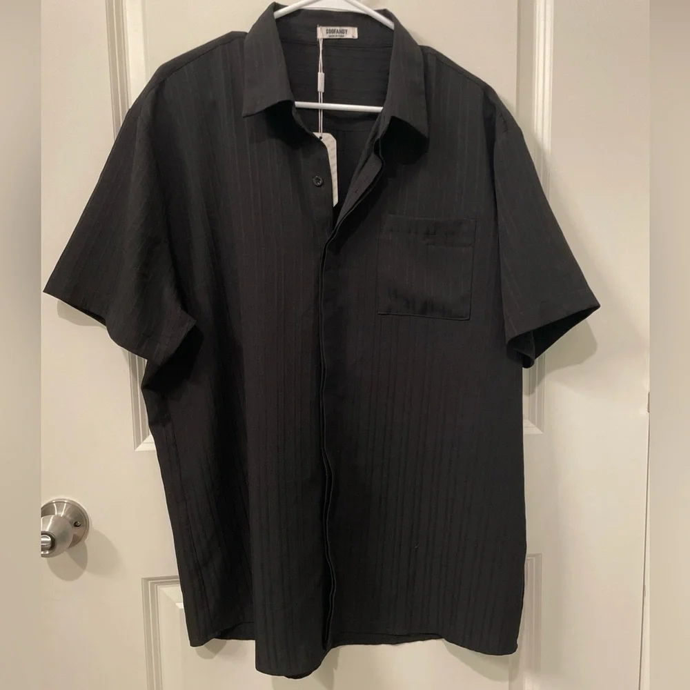 Men's Casual Button Down Shirts - Blue and Black - Picture 3 of 12
